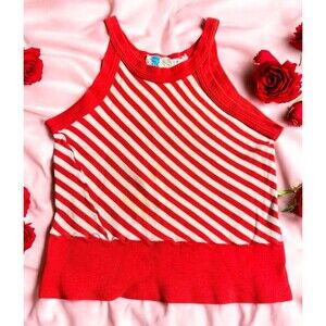 VTG 80s 90s Y2K PAUL HARRIS Red White Striped Tank Top Made Italy  Cotton Small